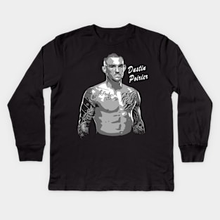 dustin poirier black and white Kids Long Sleeve T-Shirt